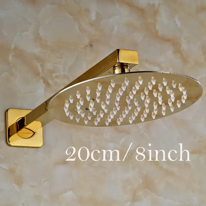 Modern round gold ultrathin rainfall shower head set bathroom