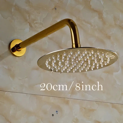 Modern round gold ultrathin rainfall shower head set bathroom