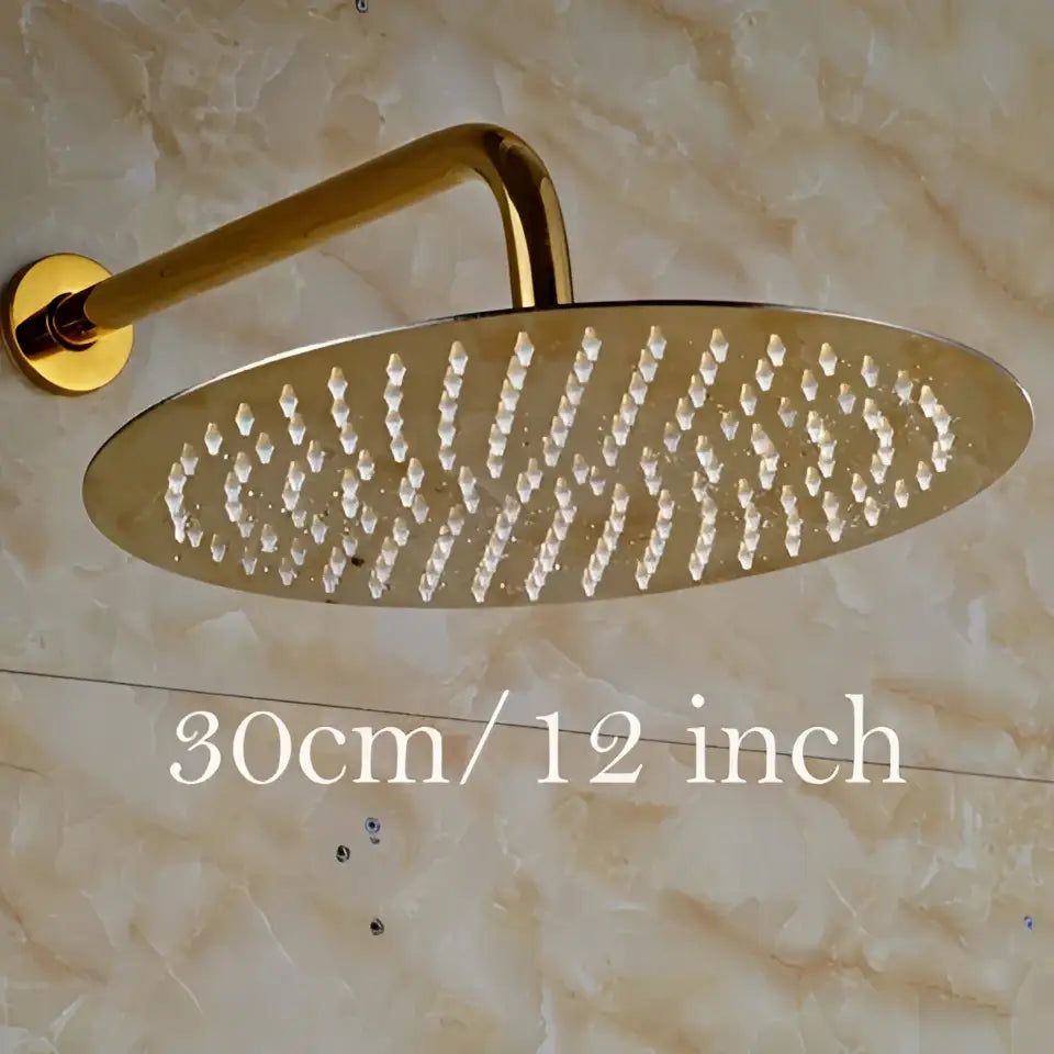 Modern round gold ultrathin rainfall shower head set bathroom