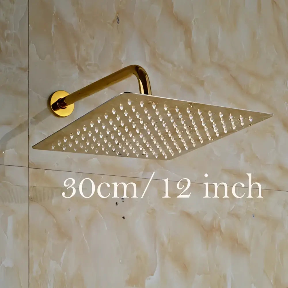 Modern round gold ultrathin rainfall shower head set bathroom