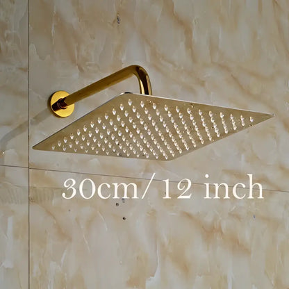 Modern round gold ultrathin rainfall shower head set bathroom