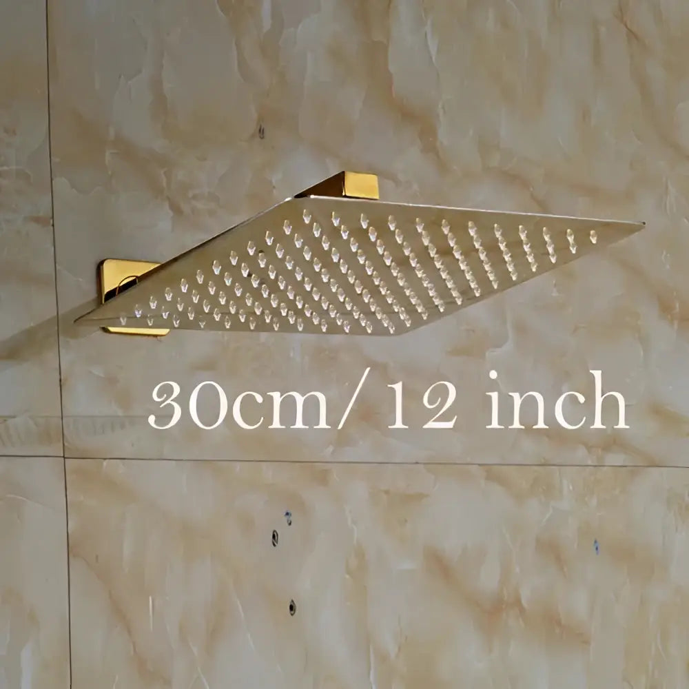 Modern round gold ultrathin rainfall shower head set bathroom