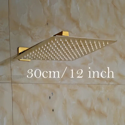 Modern round gold ultrathin rainfall shower head set bathroom