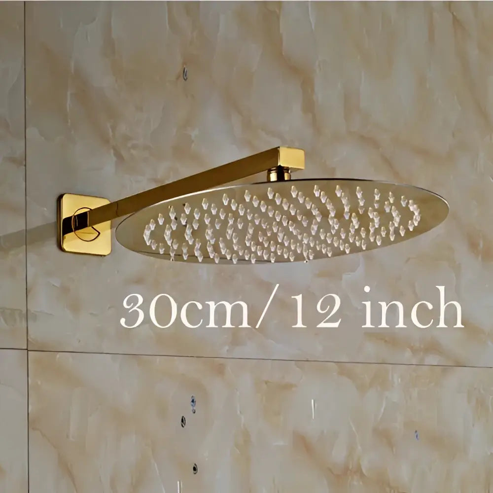 Modern round gold ultrathin rainfall shower head set bathroom