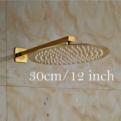 Modern round gold ultrathin rainfall shower head set bathroom