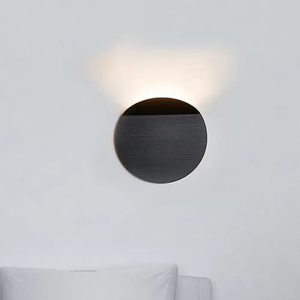 DecorBites™ Modern Round Metal Wall Sconce Light - Black/Grey/White LED - Corridor Wall Mount
