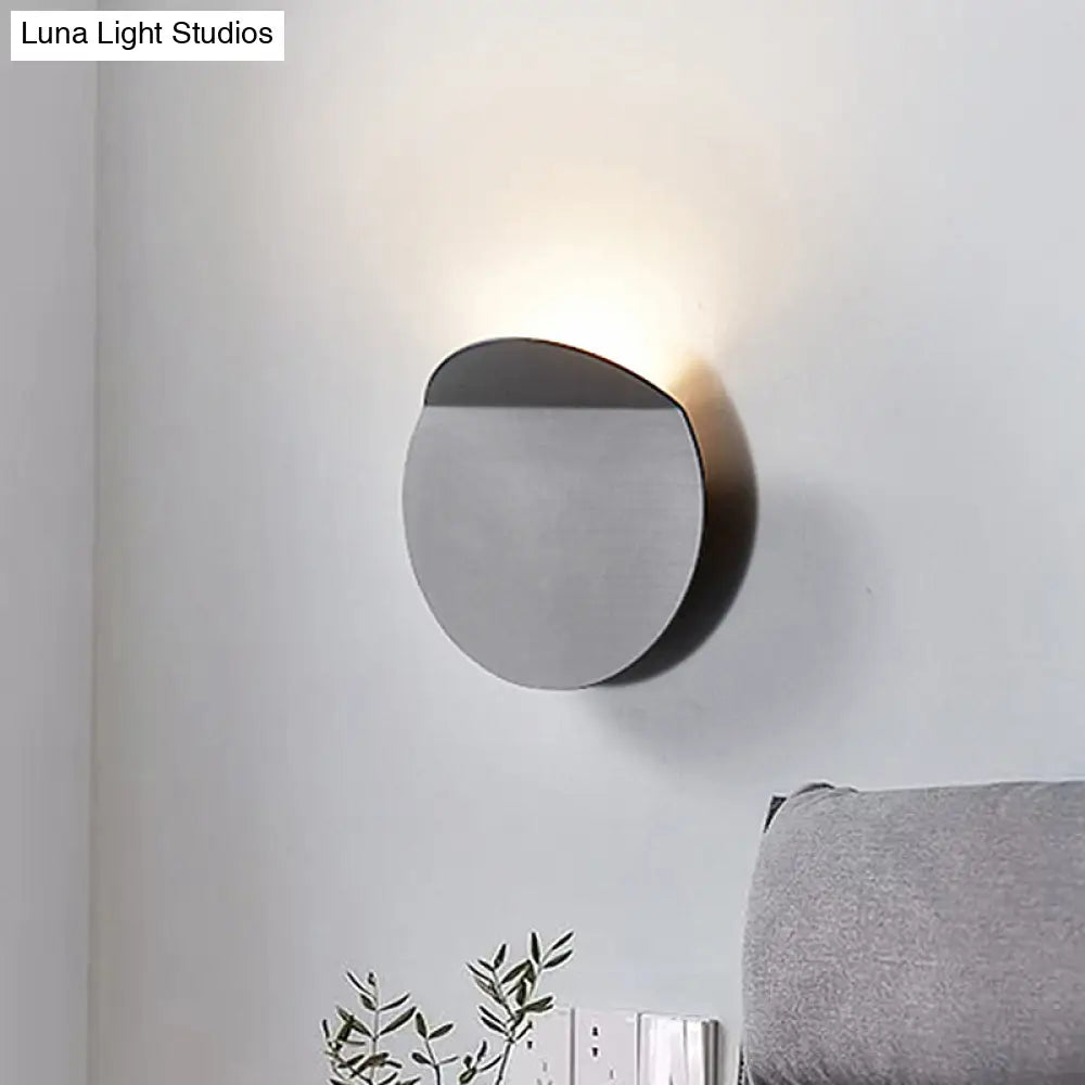 DecorBites™ Modern Round Metal Wall Sconce Light - Black/Grey/White LED - Corridor Wall Mount