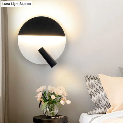 DecorBites™ Modern Round Wall Lamp - Black/White with LED Spotlight