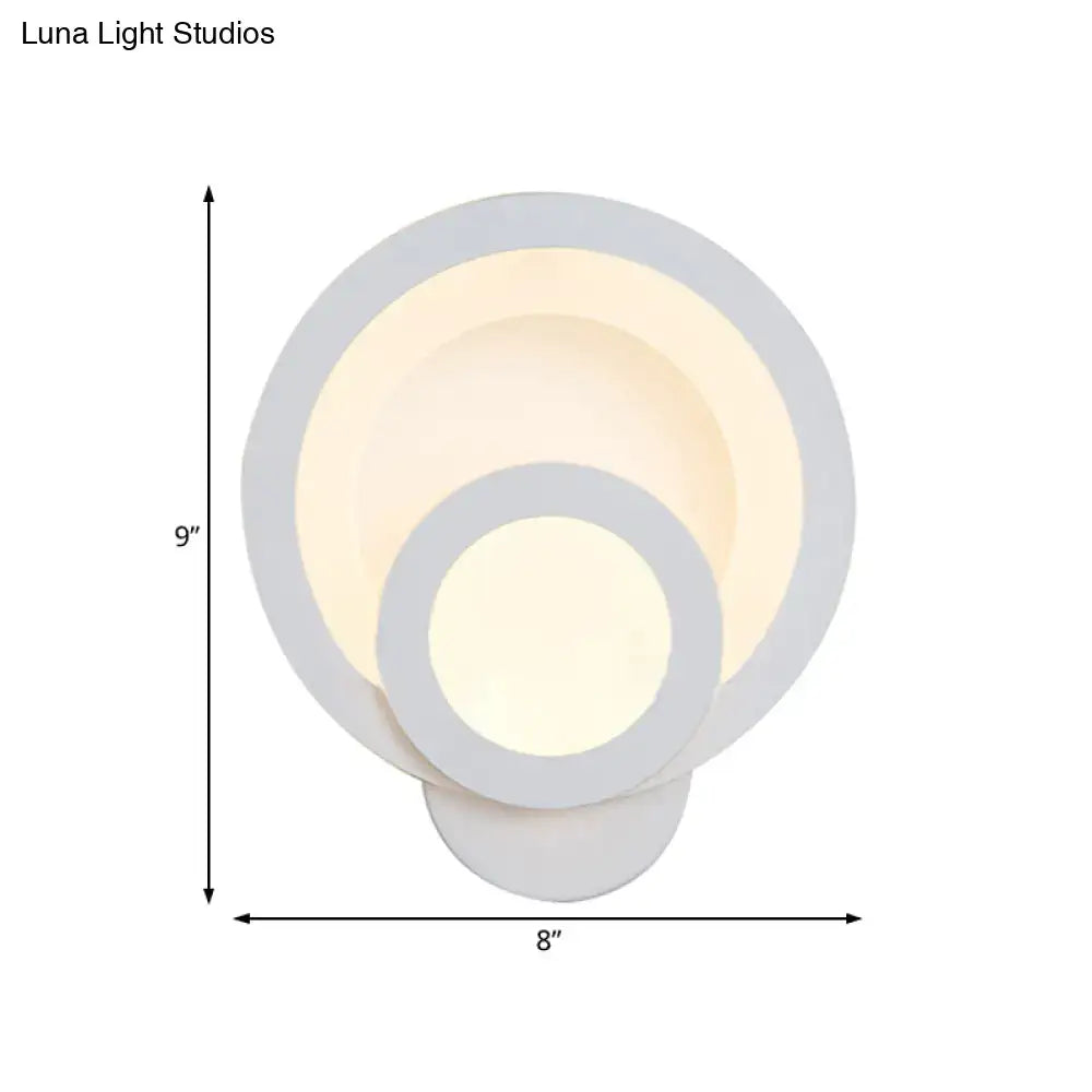 Modern round white led wall light – stairway warm white 8 inch fixture