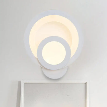 Modern round white led wall light – stairway warm white 8 inch fixture