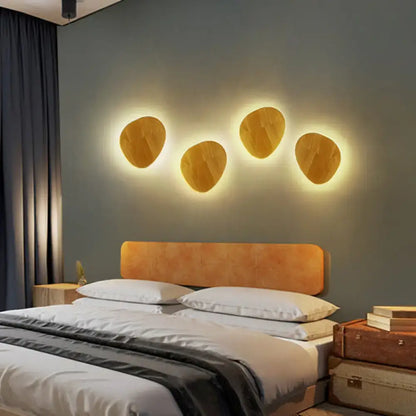 Modern round wood led wall lighting living room light fixture