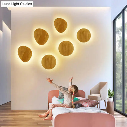 Modern round wood led wall lighting living room light fixture