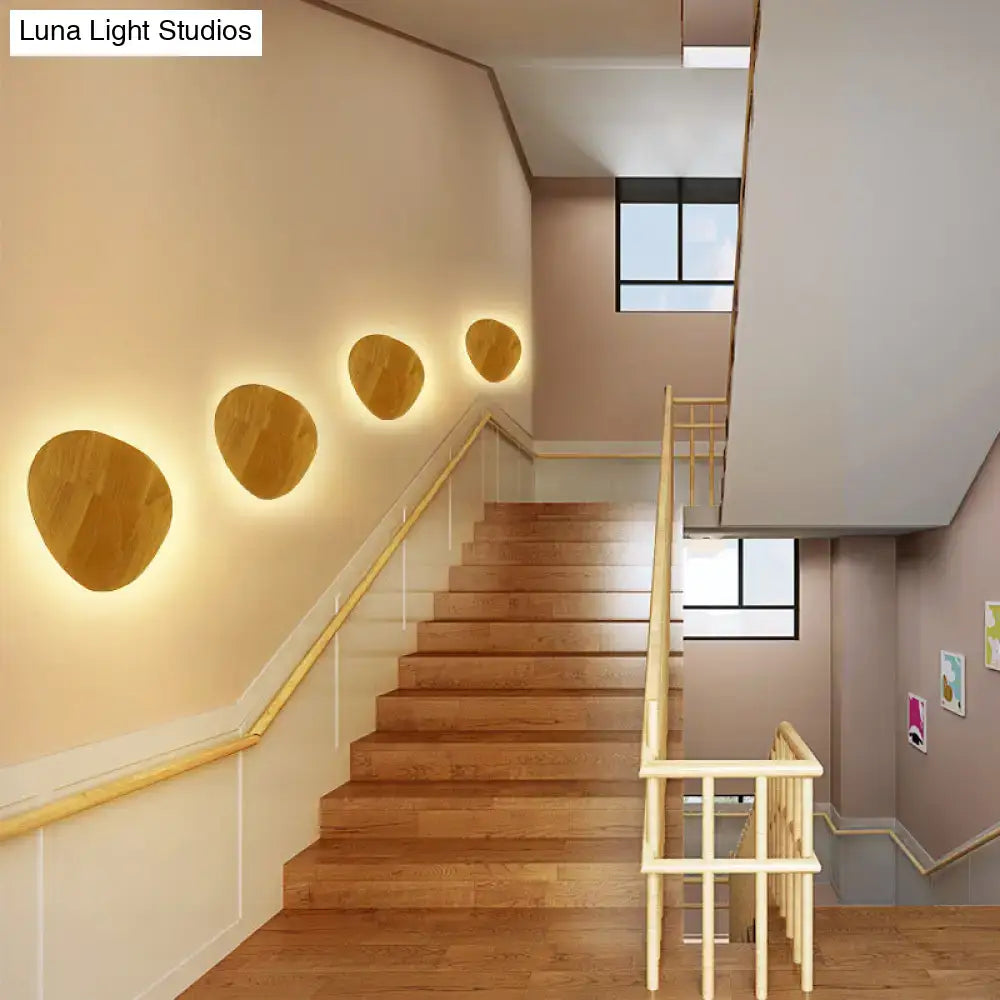 Modern round wood led wall lighting living room light fixture