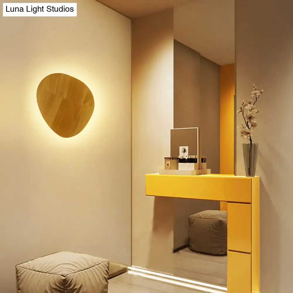 Modern round wood led wall lighting living room light fixture