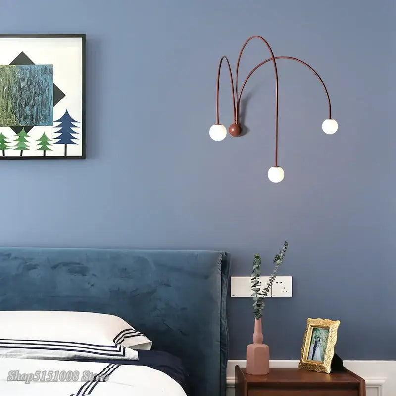 Modern rust branch glass wall lamps bedroom sconce