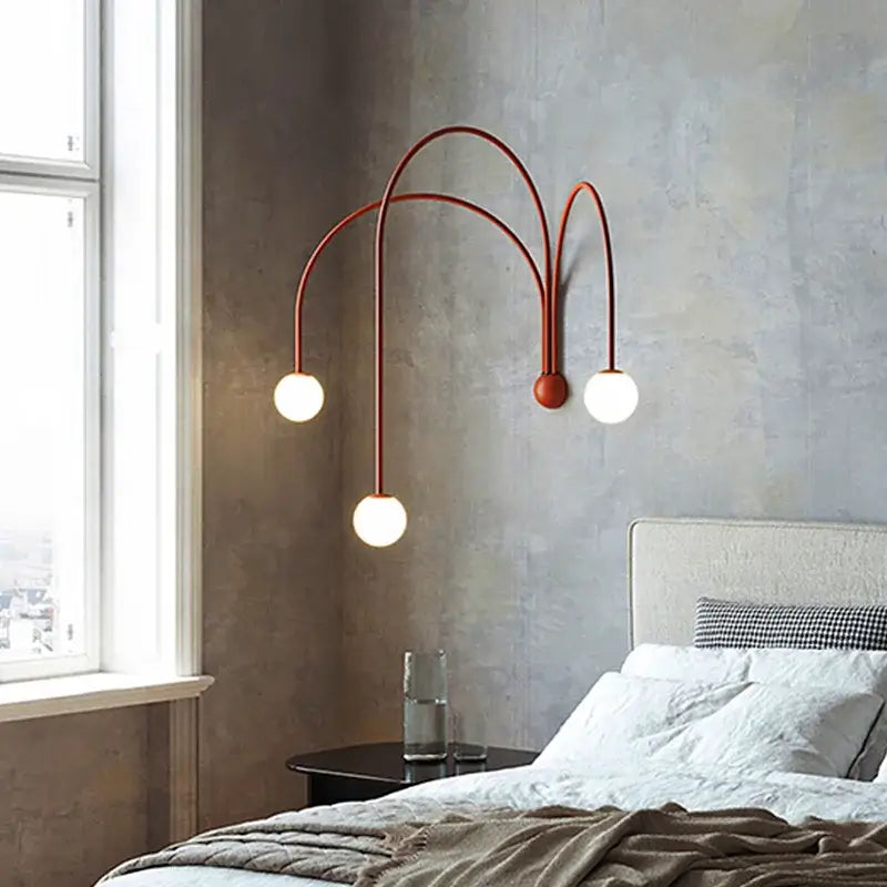 Modern rust branch glass wall lamps bedroom sconce