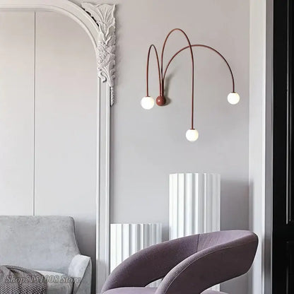 Modern rust branch glass wall lamps bedroom sconce