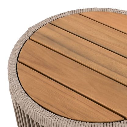 Modern Rustic Coffee Table & Side Table With Woven Rope Design (SAK56739)