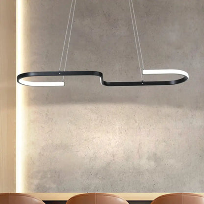 DecorBites™ Modern S-Like Chandelier Lamp: Metallic Dining Room Pendant Light in Black/Gold, Warm/White LED Island