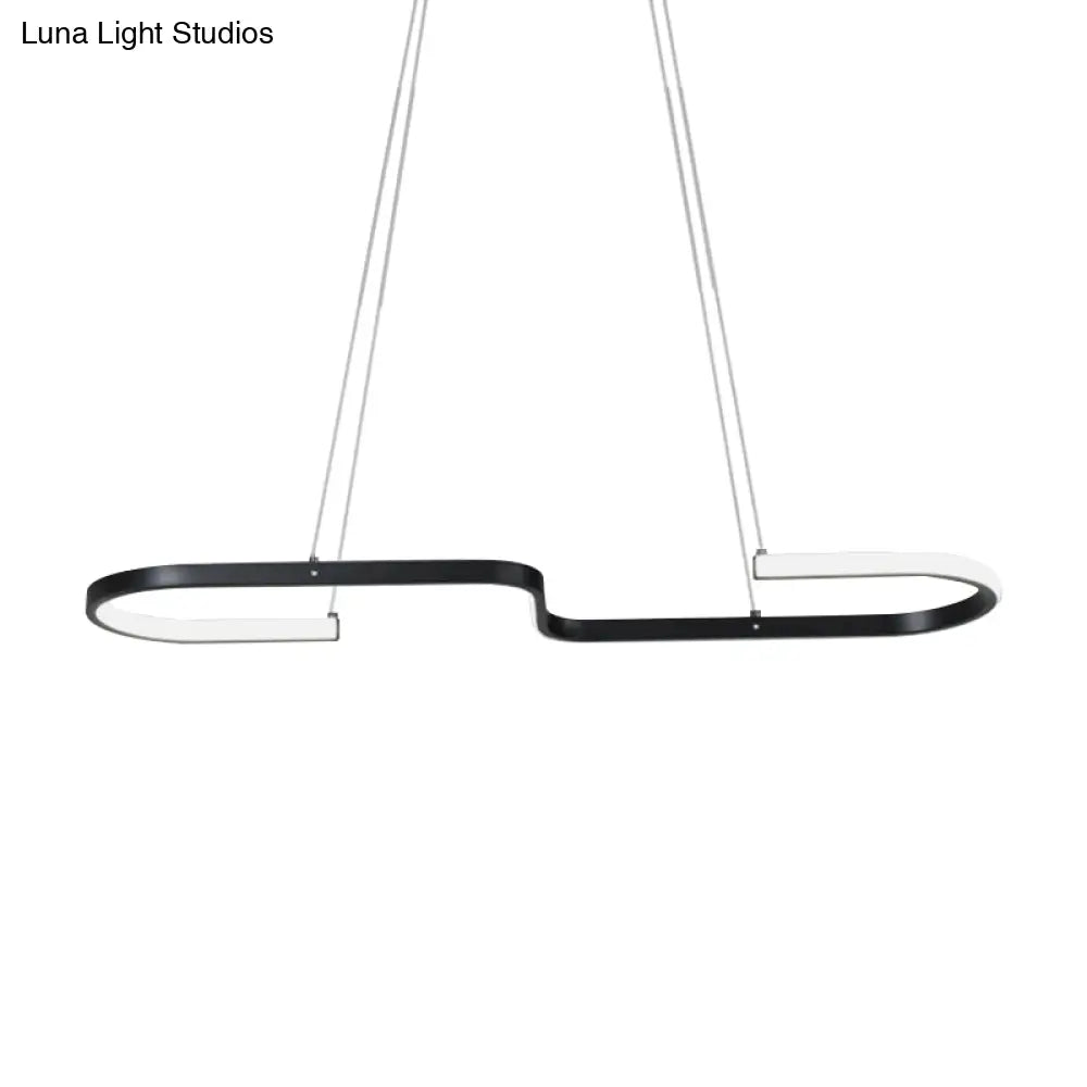 DecorBites™ Modern S-Like Chandelier Lamp: Metallic Dining Room Pendant Light in Black/Gold, Warm/White LED Island