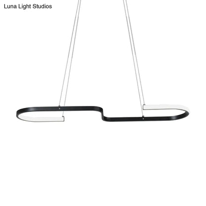 DecorBites™ Modern S-Like Chandelier Lamp: Metallic Dining Room Pendant Light in Black/Gold, Warm/White LED Island