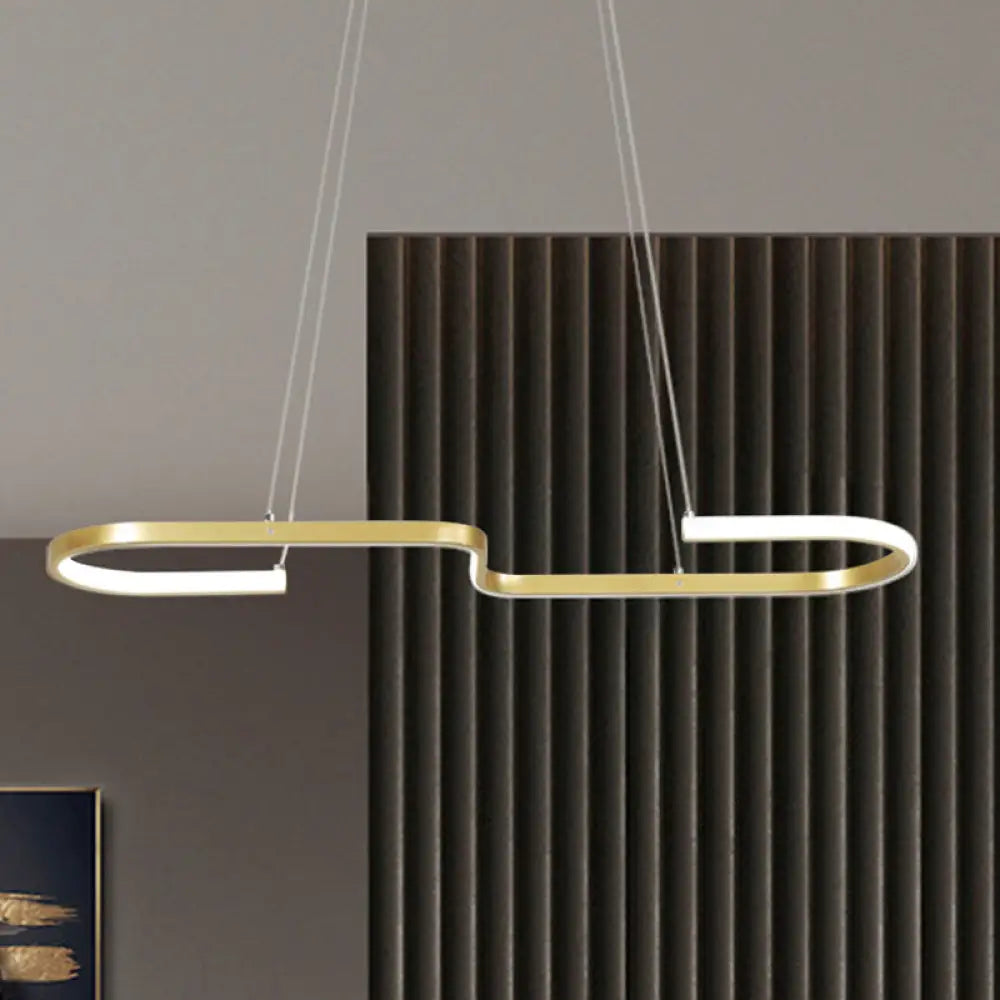 DecorBites™ Modern S-Like Chandelier Lamp: Metallic Dining Room Pendant Light in Black/Gold, Warm/White LED Island