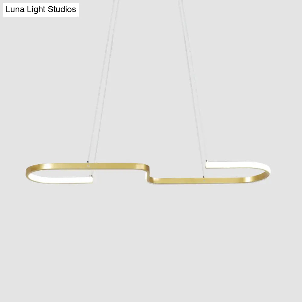 DecorBites™ Modern S-Like Chandelier Lamp: Metallic Dining Room Pendant Light in Black/Gold, Warm/White LED Island