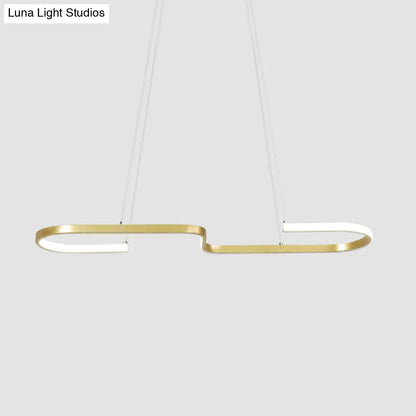 DecorBites™ Modern S-Like Chandelier Lamp: Metallic Dining Room Pendant Light in Black/Gold, Warm/White LED Island