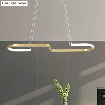 DecorBites™ Modern S-Like Chandelier Lamp: Metallic Dining Room Pendant Light in Black/Gold, Warm/White LED Island
