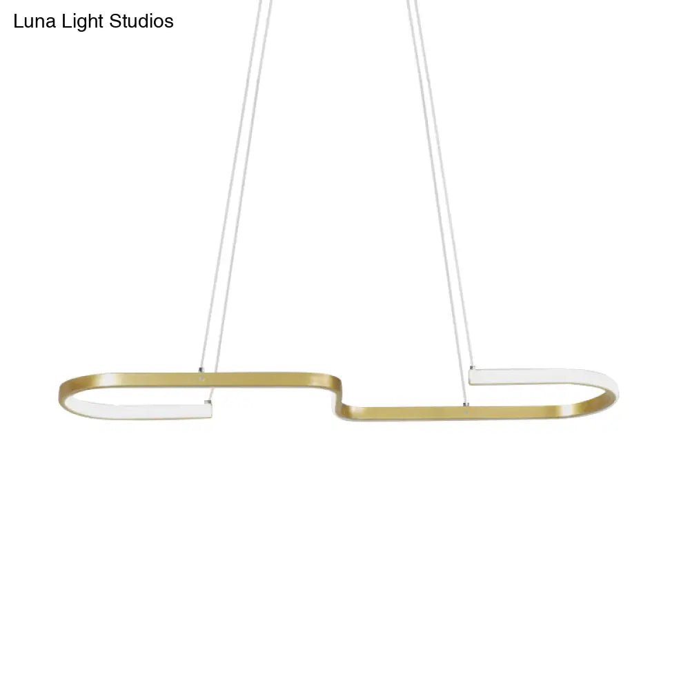 DecorBites™ Modern S-Like Chandelier Lamp: Metallic Dining Room Pendant Light in Black/Gold, Warm/White LED Island