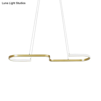 DecorBites™ Modern S-Like Chandelier Lamp: Metallic Dining Room Pendant Light in Black/Gold, Warm/White LED Island