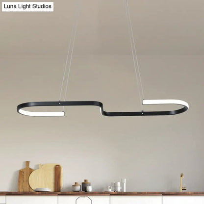 DecorBites™ Modern S-Like Chandelier Lamp: Metallic Dining Room Pendant Light in Black/Gold, Warm/White LED Island