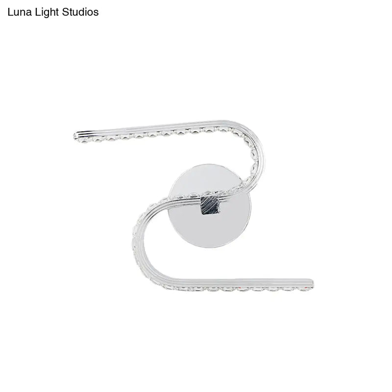 DecorBites™ Modern S-Shape Wall Mounted LED Bedside Sconce in Chrome with Acrylic Shade, Warm/White Light