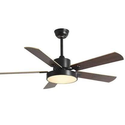 Modern sage green and natural wooden led ceiling fan living room