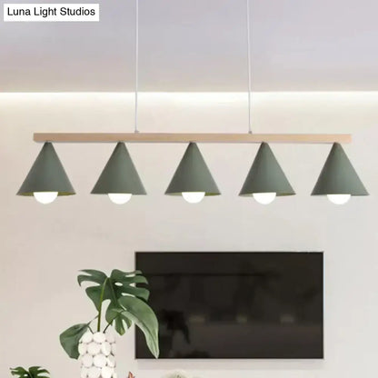 Modern sage green and wood island pendant – kitchen ceiling light