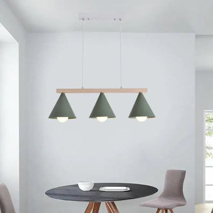 Modern sage green and wood island pendant – kitchen ceiling light