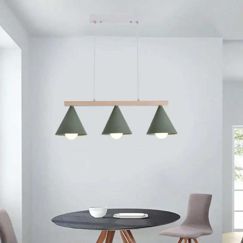 Modern sage green and wood island pendant – kitchen ceiling light