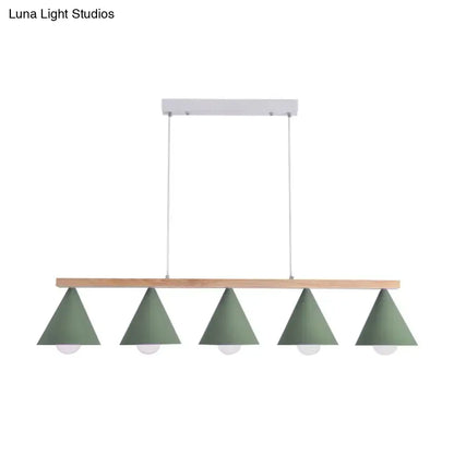 Modern sage green and wood island pendant – kitchen ceiling light