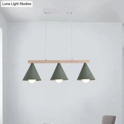 Modern sage green and wood island pendant – kitchen ceiling light