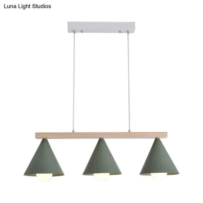 Modern sage green and wood island pendant – kitchen ceiling light