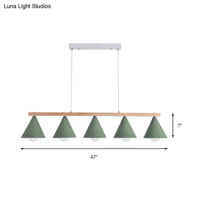 Modern sage green and wood island pendant – kitchen ceiling light