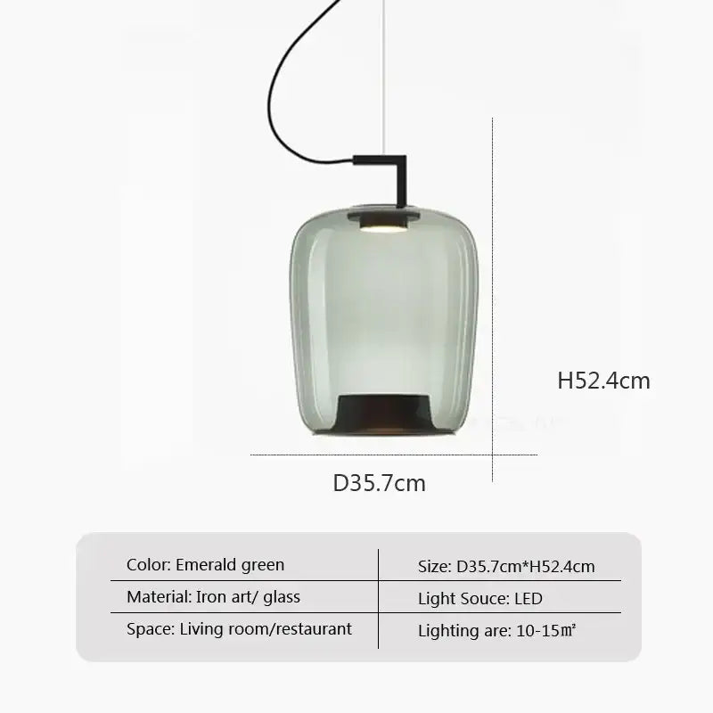 Modern sage green brokis glass pendant lamp dining room light