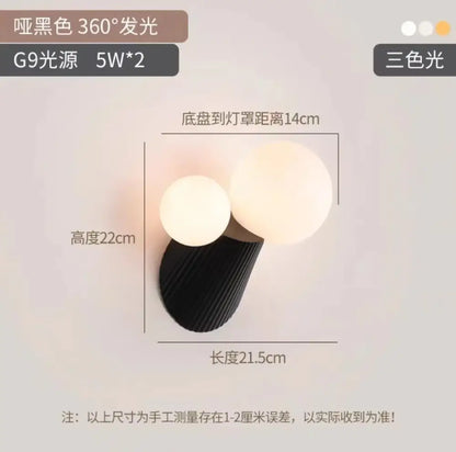 Modern sage green cactus resin glass wall lamp bedroom