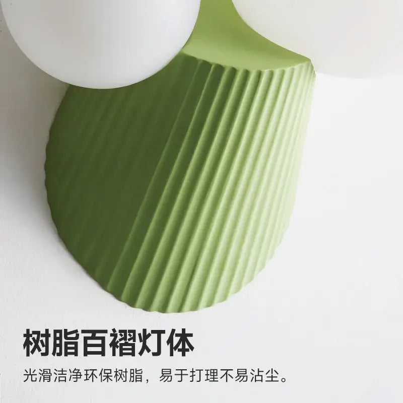 Modern sage green cactus resin glass wall lamp bedroom
