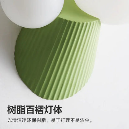 Modern sage green cactus resin glass wall lamp bedroom