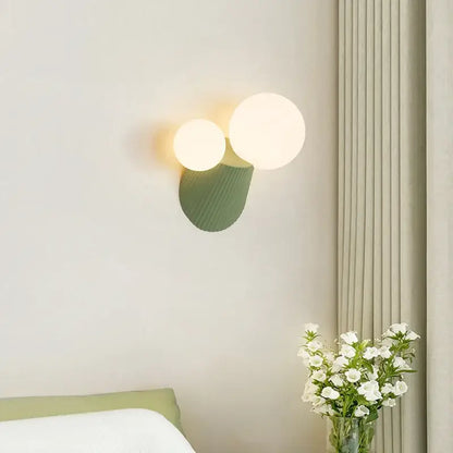 Modern sage green cactus resin glass wall lamp bedroom