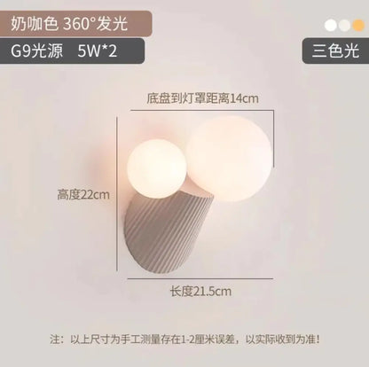 Modern sage green cactus resin glass wall lamp bedroom
