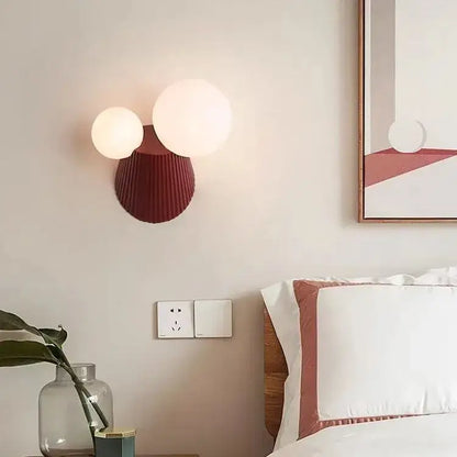 Modern sage green cactus resin glass wall lamp bedroom