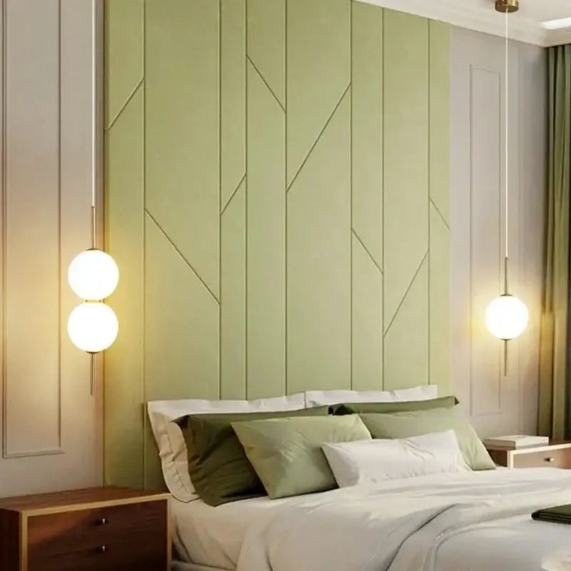 Modern sage green glass ball led pendant lamps for living room