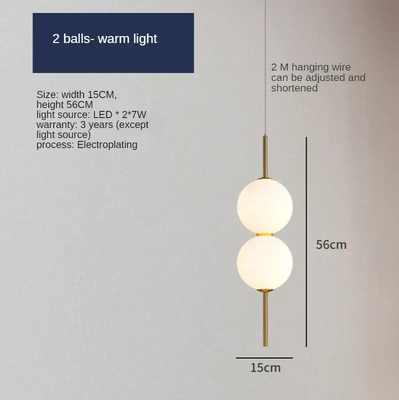 Modern sage green glass ball led pendant lamps for living room